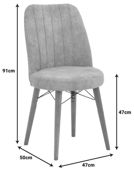 Καρέκλα Nevis I antique καφέ ύφασμα-καρυδί πόδι 4αδα 47x50x91 εκ.