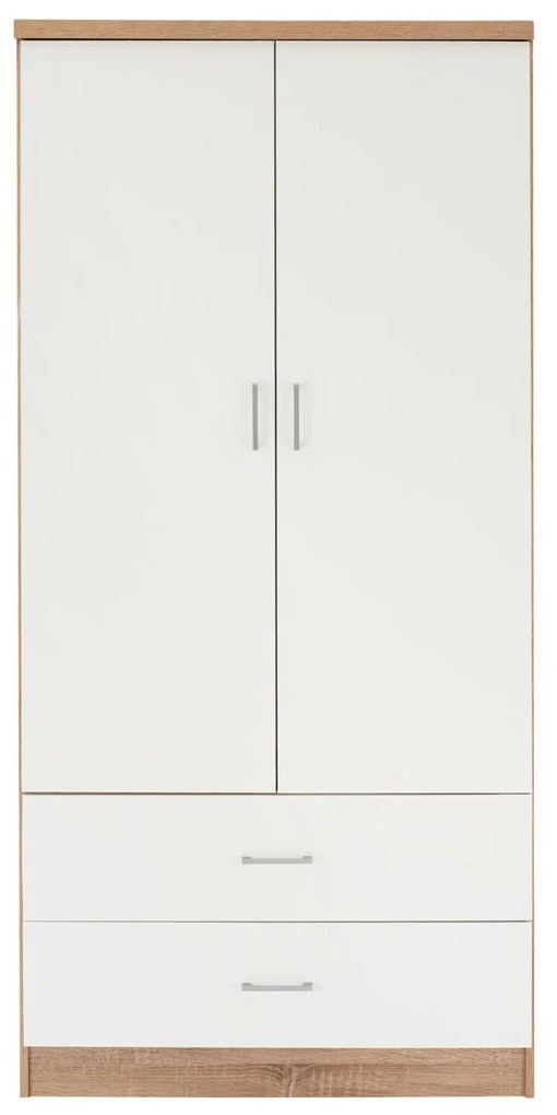 Ντουλάπα REINA Δίφυλλη με 2 Συρτάρια Sonama - Λευκή 80x42.5x180.5 εκ. 80x42.5x180.5 εκ.