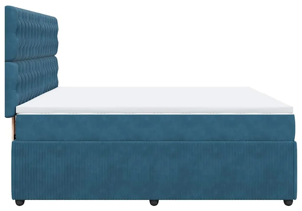 vidaXL Κρεβάτι Boxspring με Στρώμα Σκούρο Μπλε 180x200 εκ. Βελούδινο