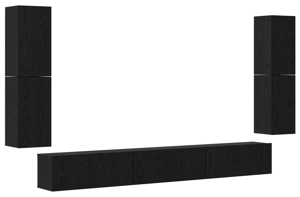 vidaXL Σετ επίπλου τηλεόρασης 5 pcs Μαύρη Δρυς Επεξεργασμένο ξύλο