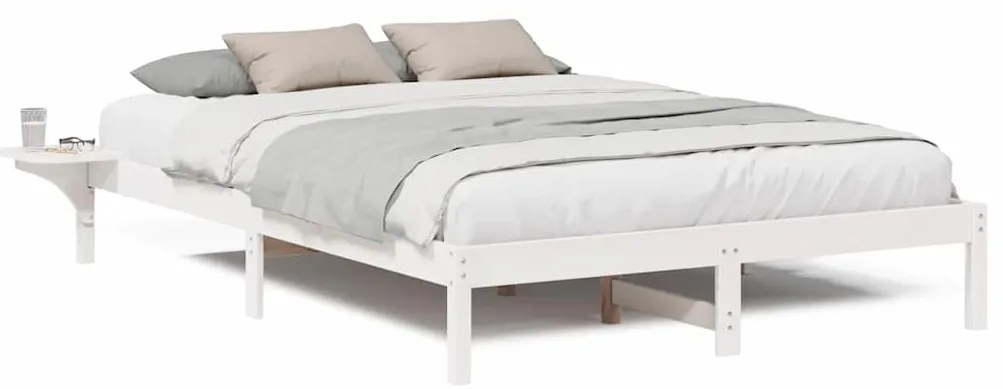 vidaXL Πλαίσιο κρεβατιού με κομοδίνα Λευκό 150 x 200 cm Λευκό