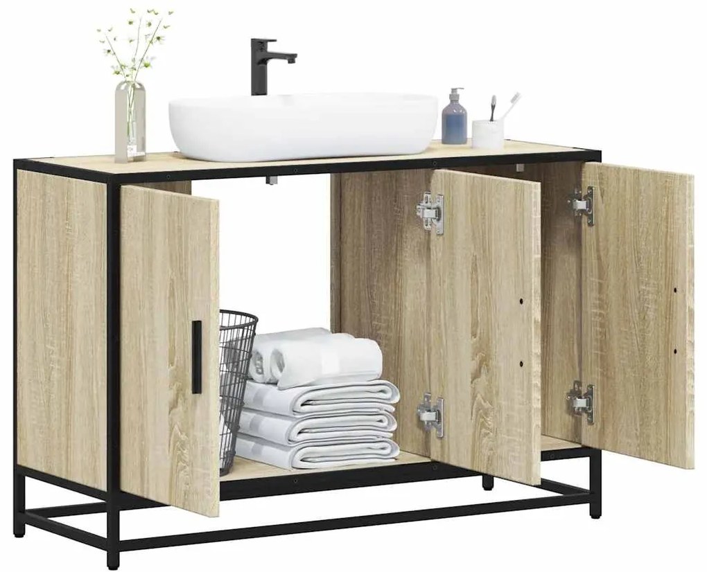 Ντουλάπι Νιπτήρα Μπάνιου Sonoma Δρυς 90 x 33 x 60 εκ. από Τεχνητό Ξύλο