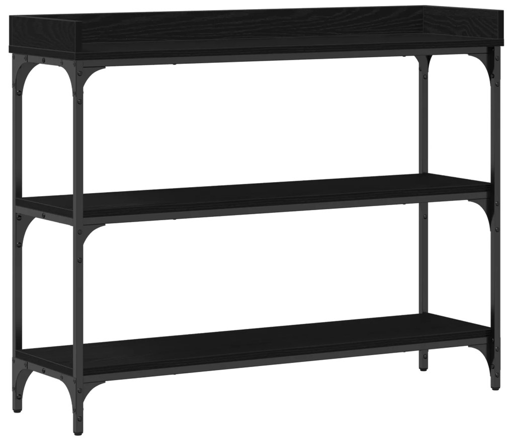 vidaXL Κονσόλα Μαύρη Δρυς 100x30x80 εκ. Επεξεργασμένου Ξύλου και Χάλυβα