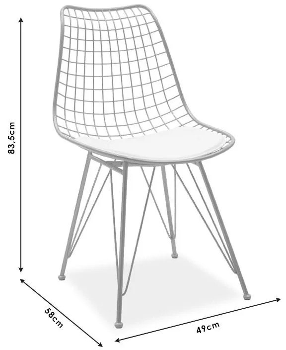 Καρέκλα Taj μέταλλο χρυσό-μαξιλάρι PVC λευκό 49x58x88.5 εκ.