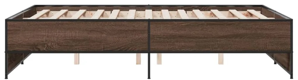 vidaXL Πλαίσιο Κρεβατιού Καφέ Δρυς 120x200 εκ. Επεξ. Ξύλο &amp; Μέταλλο