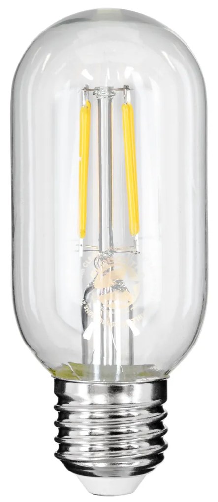 GloboStar 99057 Λάμπα LED Long Filament E27 T45 Σωλήνας 4W 440lm 360° AC 220-240V IP20 Φ4.5 x Υ11cm Φυσικό Λευκό 4000K με Διάφανο Γυαλί - Dimmable - 3 Years Warranty - 99057