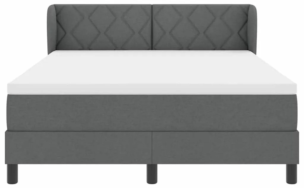 vidaXL Κρεβάτι box spring με στρώμα Σκούρο γκρι 140 x 190 cm ύφασμα
