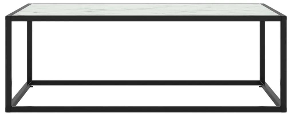 Τραπεζάκι Σαλονιού Μαύρο 100x50x35 εκ. Λευκό Γυαλί Όψη Μαρμάρου - Μαύρο