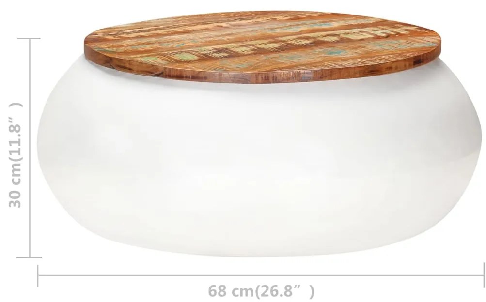 vidaXL Τραπεζάκι Σαλονιού Λευκό 68x68x30 εκ. Μασίφ Ανακυκλωμένο Ξύλο