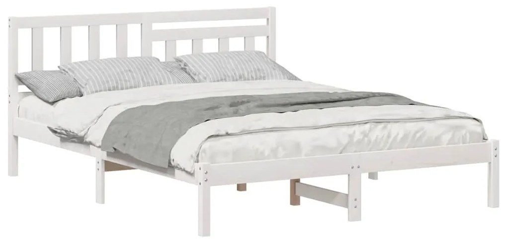 vidaXL Σκελετός Κρεβατιού Λευκό 160 x 200 cm Μασίφ ξύλο πεύκου