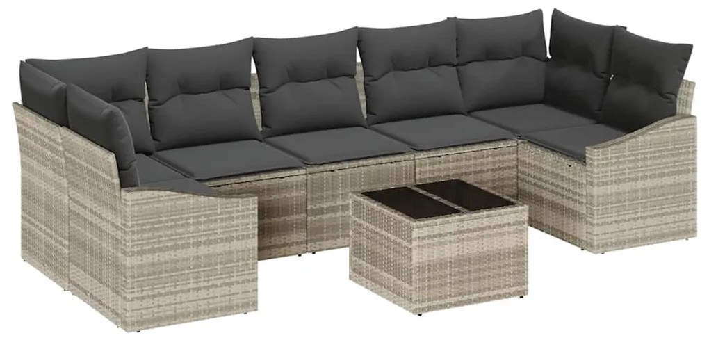 vidaXL Σετ Καναπέ Κήπου με μαξιλάρι 8 pcs Ανοιχτό γκρι 55 x 55 x 37 εκ
