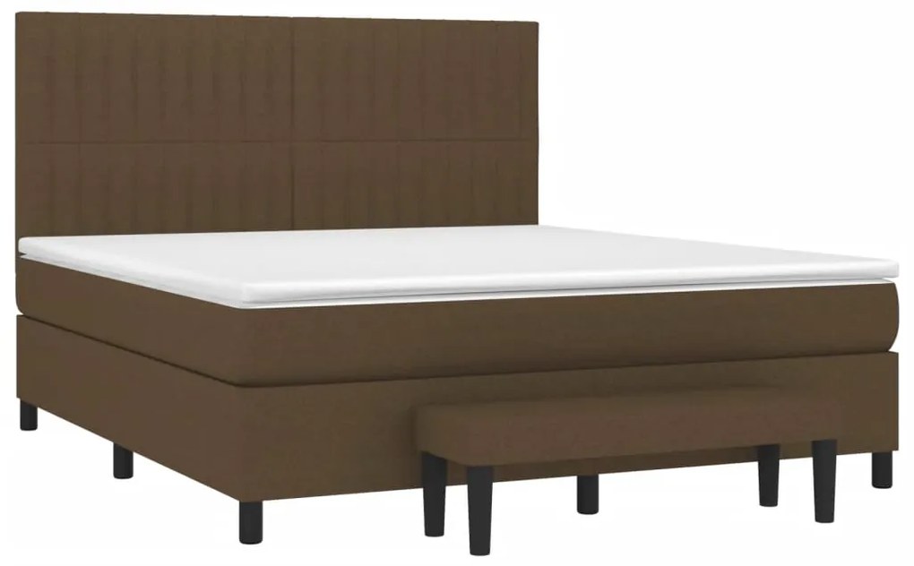 vidaXL Κρεβάτι Boxspring με Στρώμα Σκούρο Καφέ 160x200 εκ Υφασμάτινο