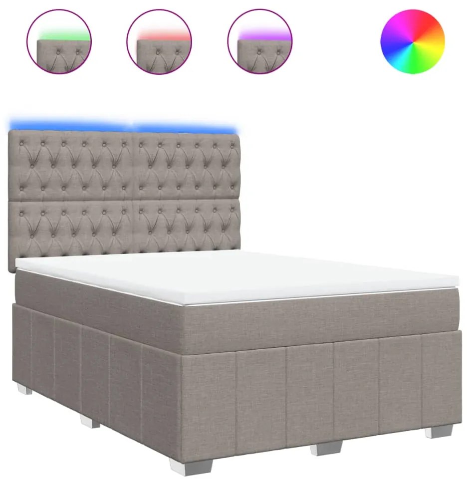 vidaXL Κρεβάτι Boxspring με Στρώμα Taupe 160x200 εκ. Υφασμάτινο