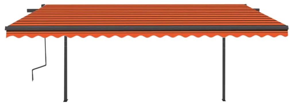 vidaXL Τέντα Συρόμενη Χειροκίνητη με Στύλους Πορτοκαλί / Καφέ 5x3 μ.