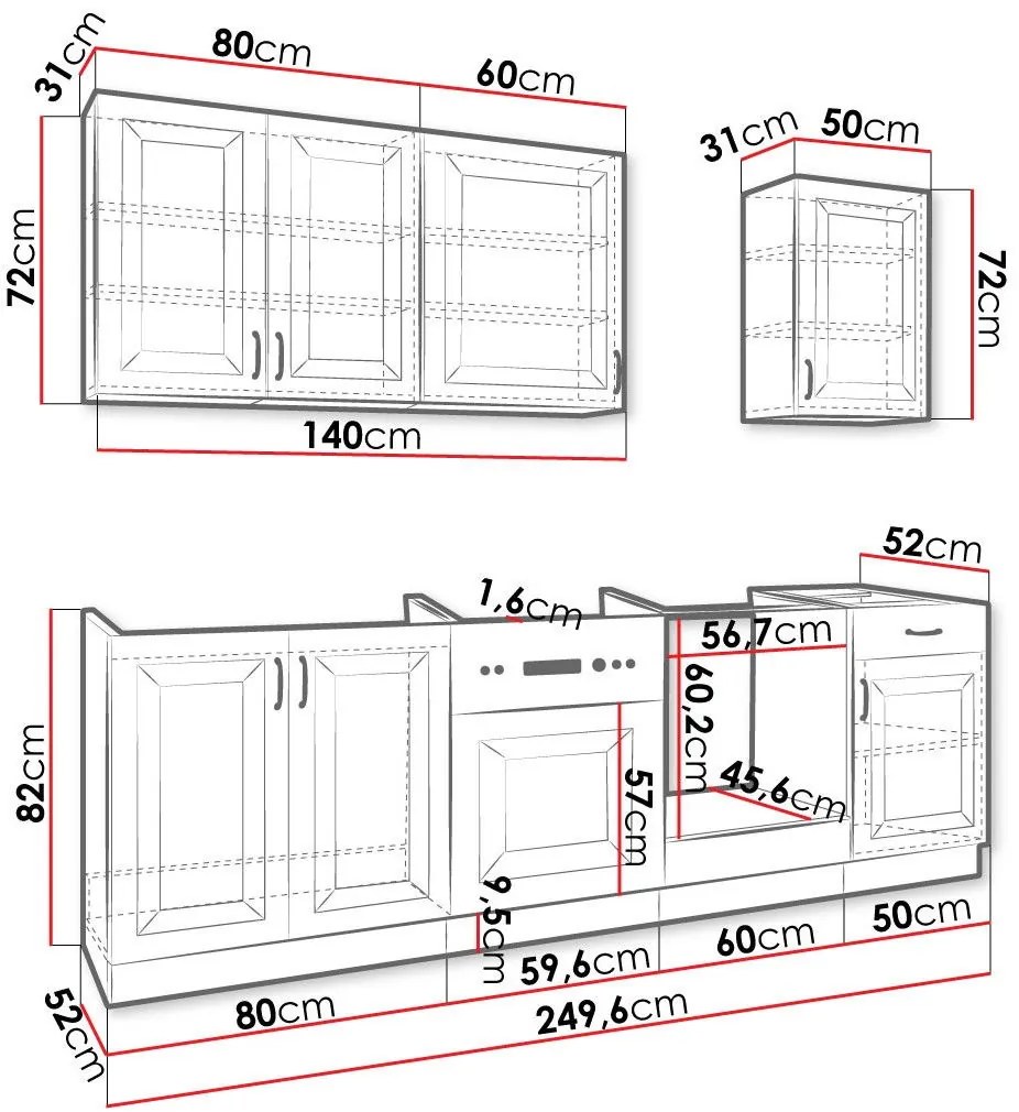 Σύνθεση κουζίνας Retroline V-Gkri-Fusiko