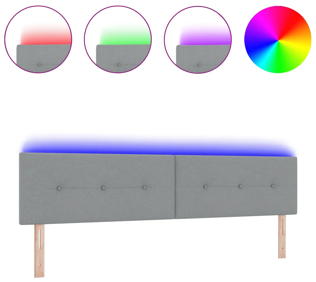 vidaXL LED Κεφαλάρι με Κουμπιά σε Ανοιχτό Γκρι 100 εκ Υφάσματος