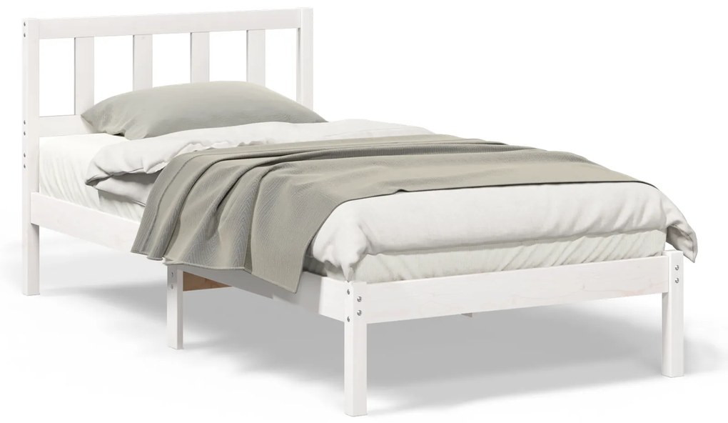 vidaXL Σκελετός Κρεβατιού Λευκό 90 x 190 cm Μασίφ ξύλο πεύκου