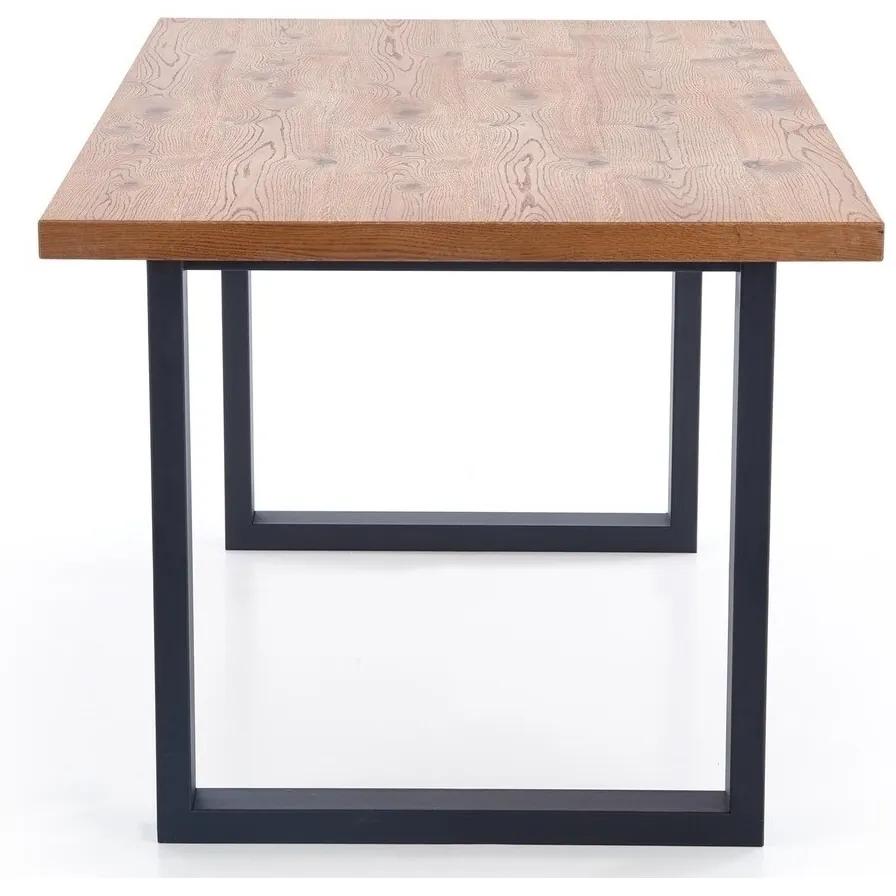 Τραπέζι Houston 710, Δρυς, Μαύρο, 76x90x160cm, 70 kg, Επιμήκυνση, Πλαστικοποιημένη μοριοσανίδα, Μέταλλο | Epipla1.gr
