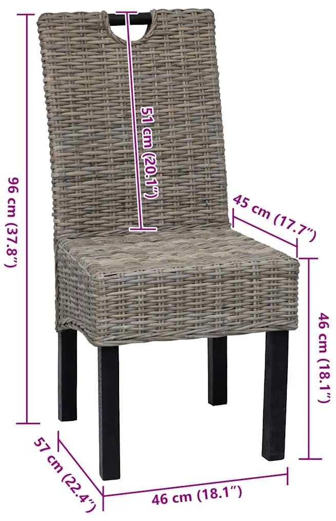 vidaXL Καρέκλες Τραπεζαρίας 2 τεμ. από Ρατάν Kubu και Ξύλο Μάνγκο