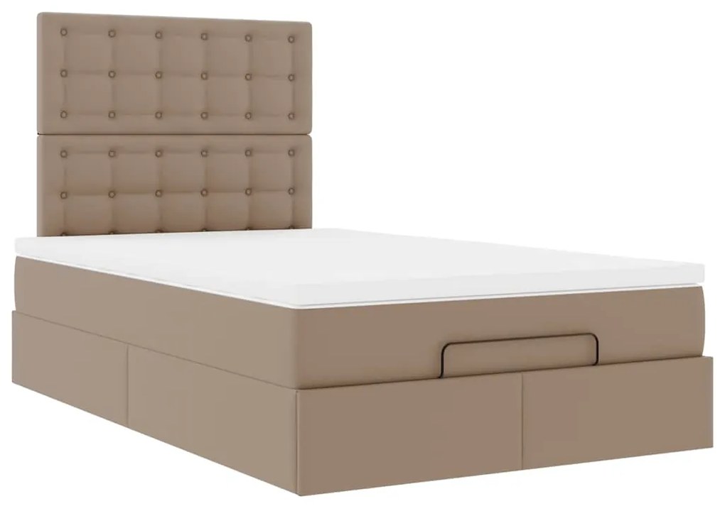 Οθωμανικό κρεβάτι με στρώμα &amp; LEDs Cappucino Faux Leather - Καφέ