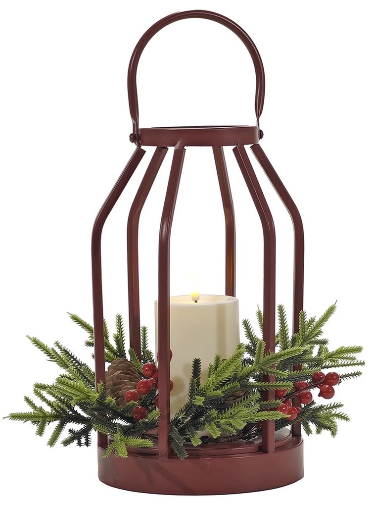 Χριστουγεννιάτικο Φανάρι Με Κερί 30cm