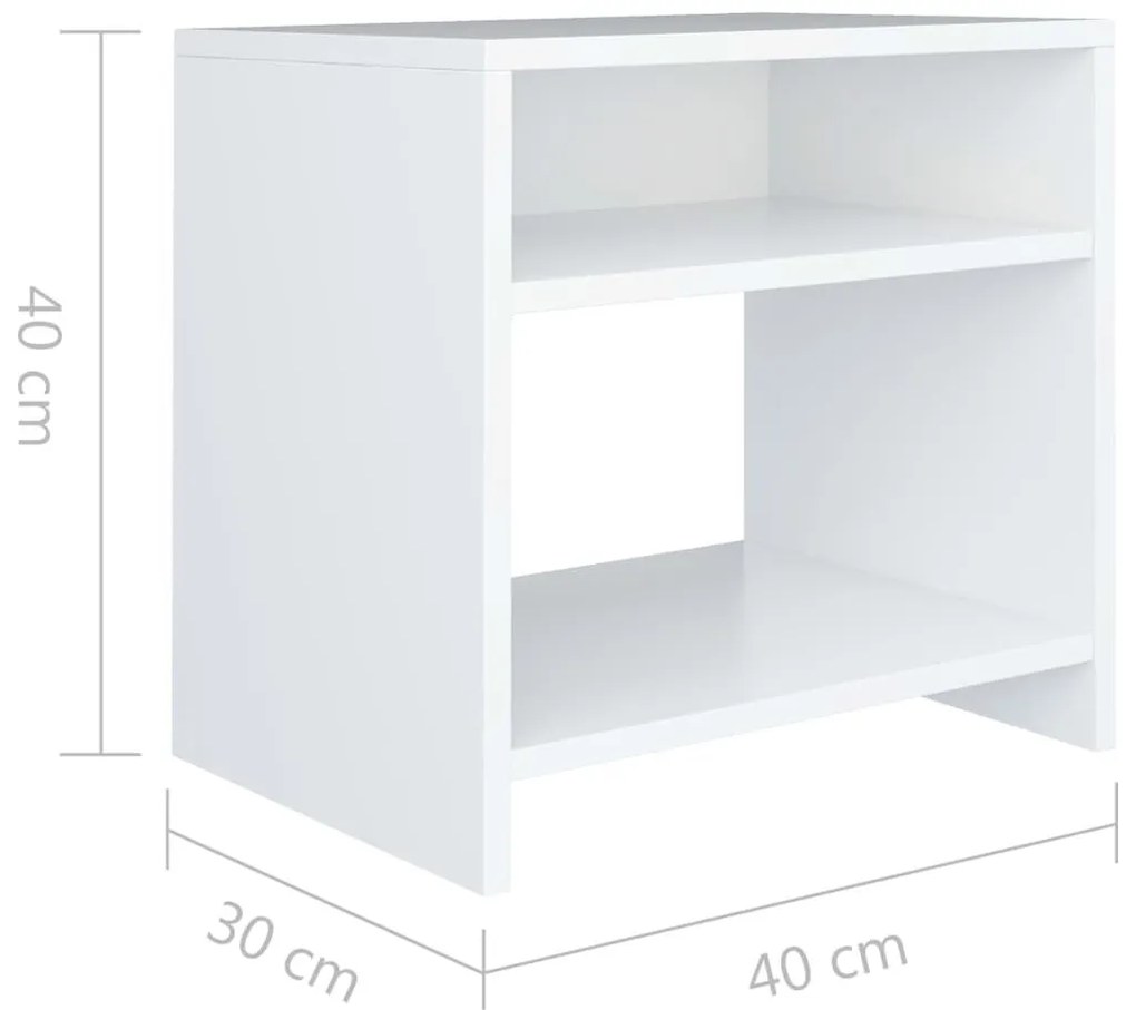 Κομοδίνο Λευκό 40 x 30 x 40 εκ. από Επεξ. Ξύλο - Λευκό