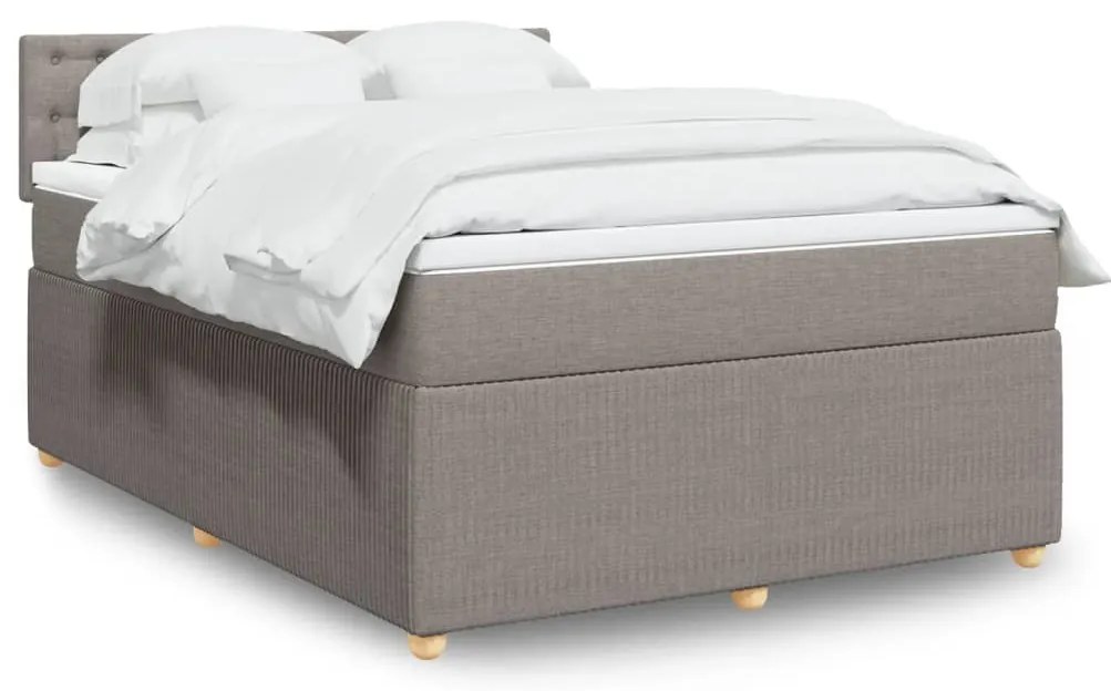 Κρεβάτι Boxspring με Στρώμα Taupe 160x200 εκ. Υφασμάτινο - Μπεζ-Γκρι