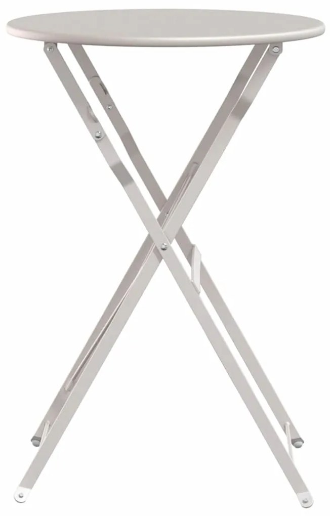 vidaXL Πτυσσόμενο Τραπέζι Μπιστρού Beige Ø50 x 71 cm, Επικαλυμμένο με Πούδρα Χάλυβα
