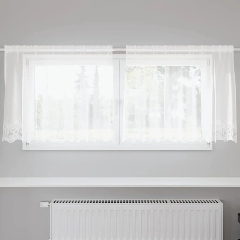 vidaXL Κουρτίνες με κουρτίνες Floral Λευκό 200 x 100 cm Πολυεστέρας