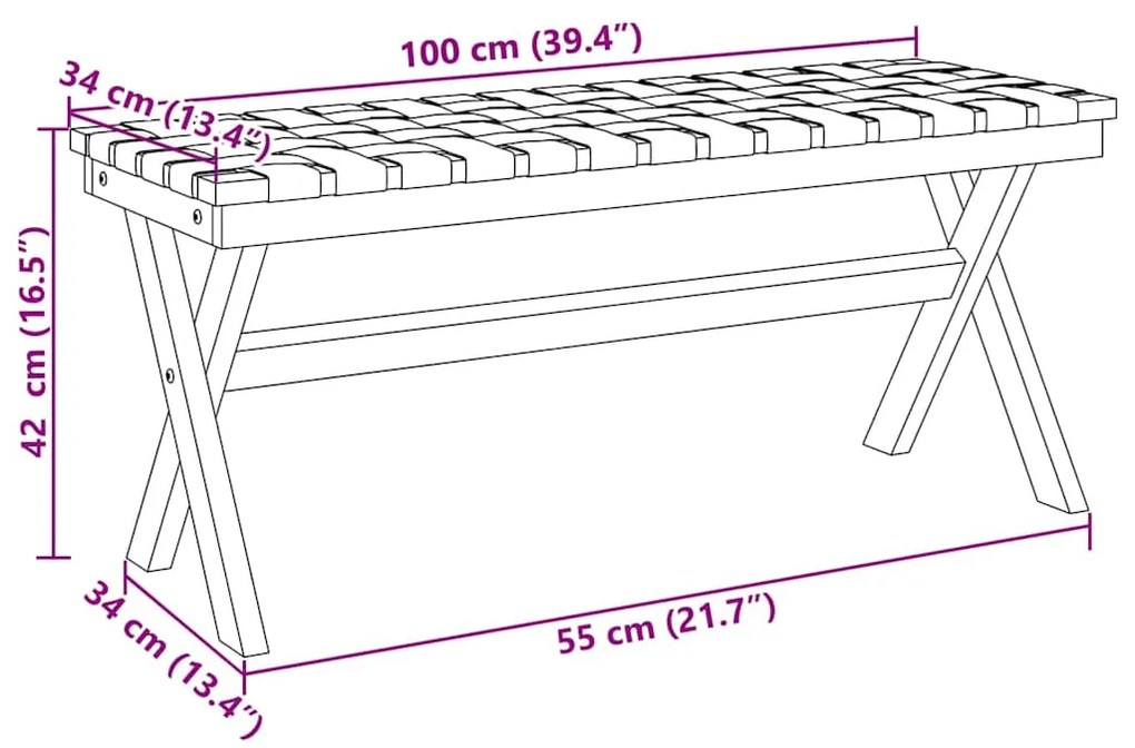 vidaXL Παγκάκι Κήπου Σκούρο Μπλε από Μασίφ Ξύλο Ακακίας και Ύφασμα
