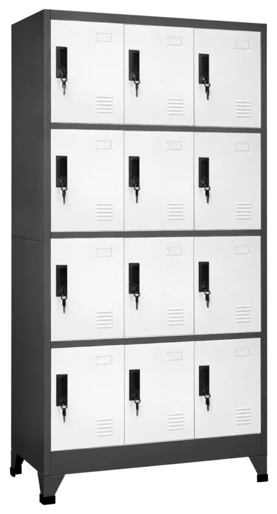 Φοριαμός Ανθρακί και Λευκός 90 x 45 x 180 εκ. Ατσάλινος