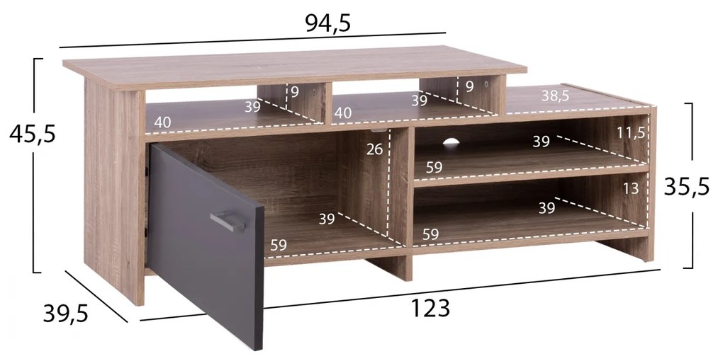 ΕΠΙΠΛΟ TV SCOTT HM8766.02 128X39X46Y εκ. SONAMA ΓΚΡΙ - 0507130 - HM8766.02