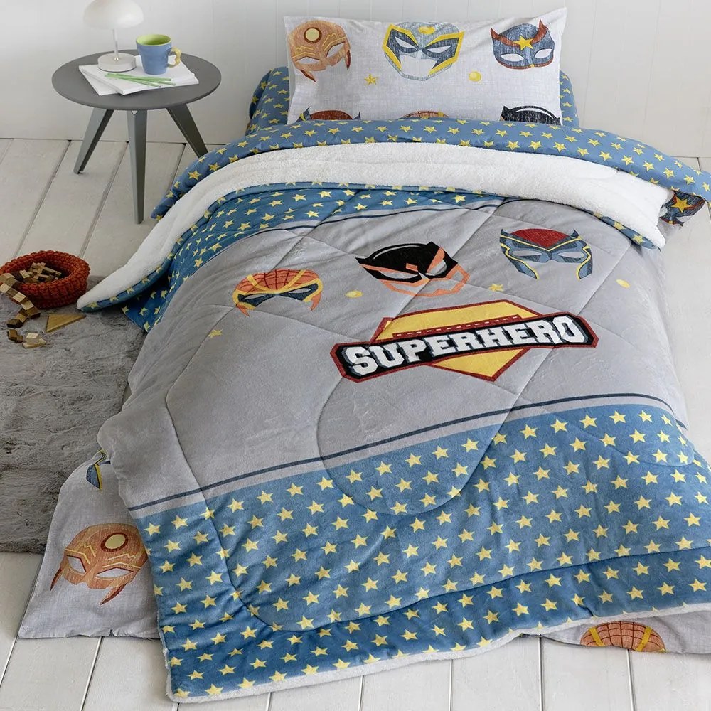 Κουβερτοπάπλωμα Παιδικό Superheroes Grey-Blue Nima Single 160x220cm Πολυέστερ