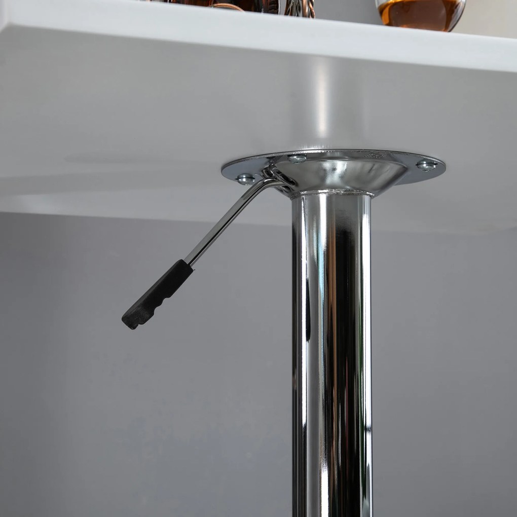 HOMCOM Ρυθμιζόμενο σε ύψος τραπέζι μπαρ, περιστρεφόμενο 360°, πόδια ανθεκτικά στις γρατζουνιές, σταθερή μεταλλική βάση, λευκό