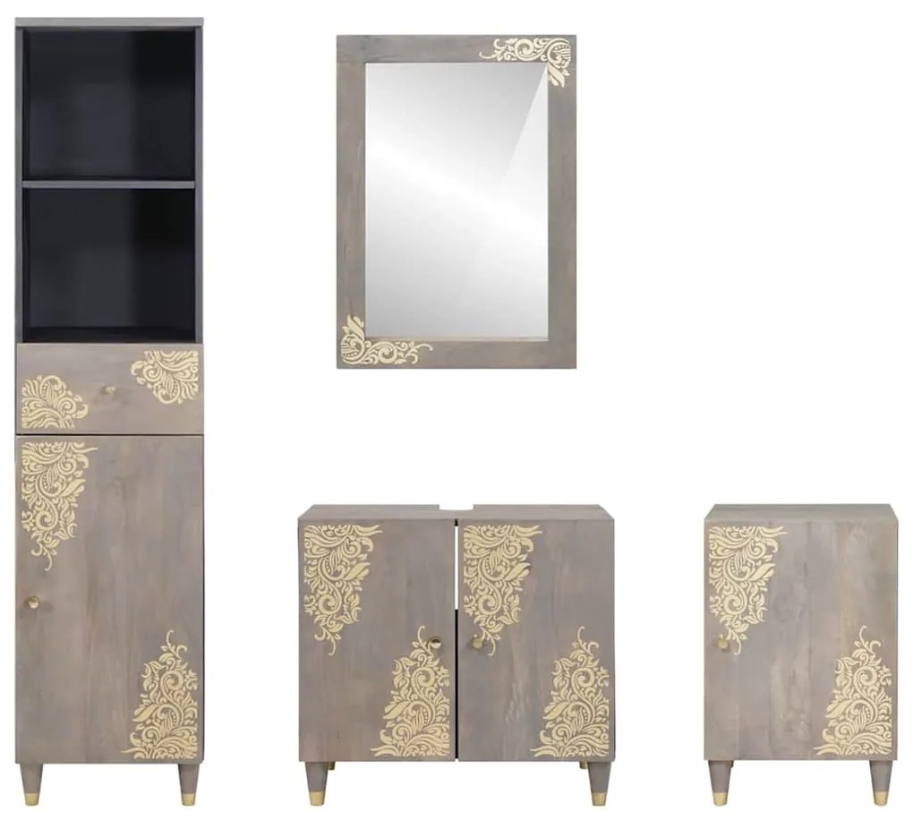 vidaXL Σετ Επίπλων Μπάνιου με συρτάρι 4 pcs Γκρι 62 x 33 x 58 εκ.