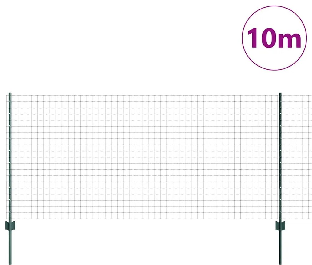 vidaXL Φράχτης με Στήλες. Πράσινο 1 x 10 m Ατσάλι