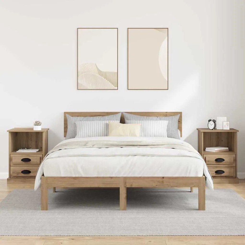 vidaXL Κομοδίνο 2 pcs artisan δρυς 43 x 36 x 60 εκ Επεξεργασμένο ξύλο