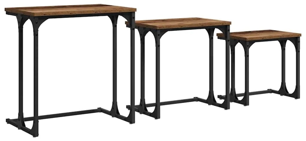 vidaXL Φωτιστικό Τραπεζάκι 3 pcs Παλαιό ξύλο 50.5 x 35 x 53 εκ.