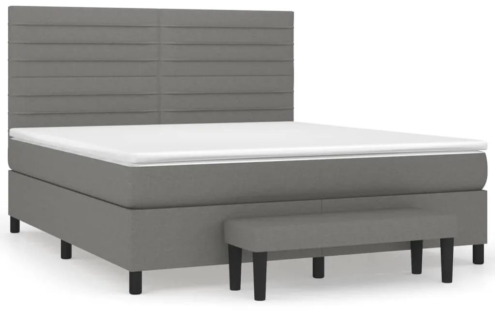 vidaXL Κρεβάτι Boxspring με Στρώμα Σκούρο Γκρι 180x200 εκ Υφασμάτιν