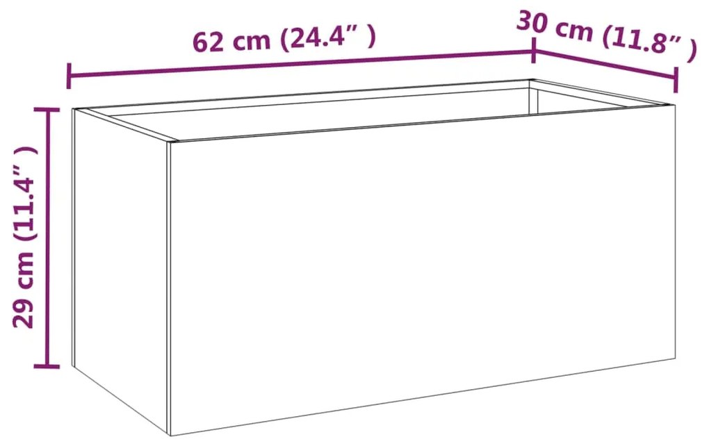 Ζαρντινιέρα 62x30x29 εκ. Ατσάλι Σκληρυθέν στον Αέρα - Καφέ