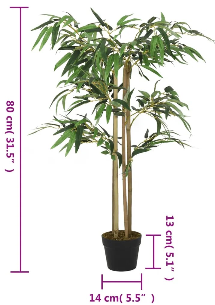 vidaXL Δέντρο Μπαμπού Τεχνητό 380 Κλαδιά Πράσινο 80 εκ.