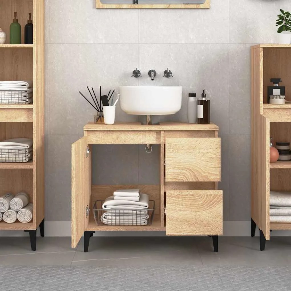 vidaXL Ντουλάπι Μπάνιου Sonoma Δρυς 65x33x60 εκ. Επεξεργασμένο Ξύλο
