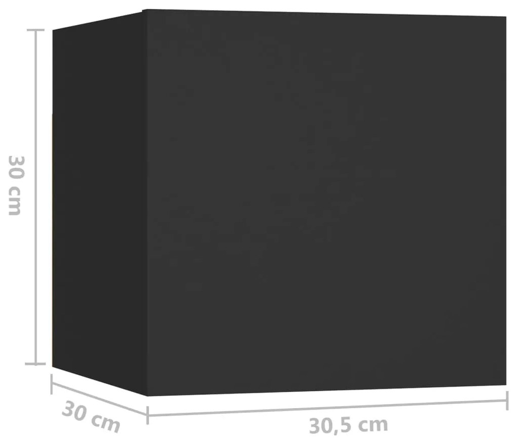 Κομοδίνο Μαύρο 30,5 x 30 x 30 εκ. από Επεξ. Ξύλο 3079709