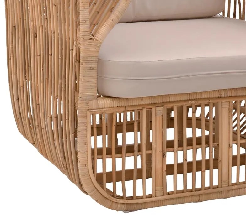 Καρέκλα - Πολυθρόνα Fajole rattan pe σε φυσική απόχρωση με μπεζ μαξιλάρι 86x86x66 εκ. 86x86x66 εκ.