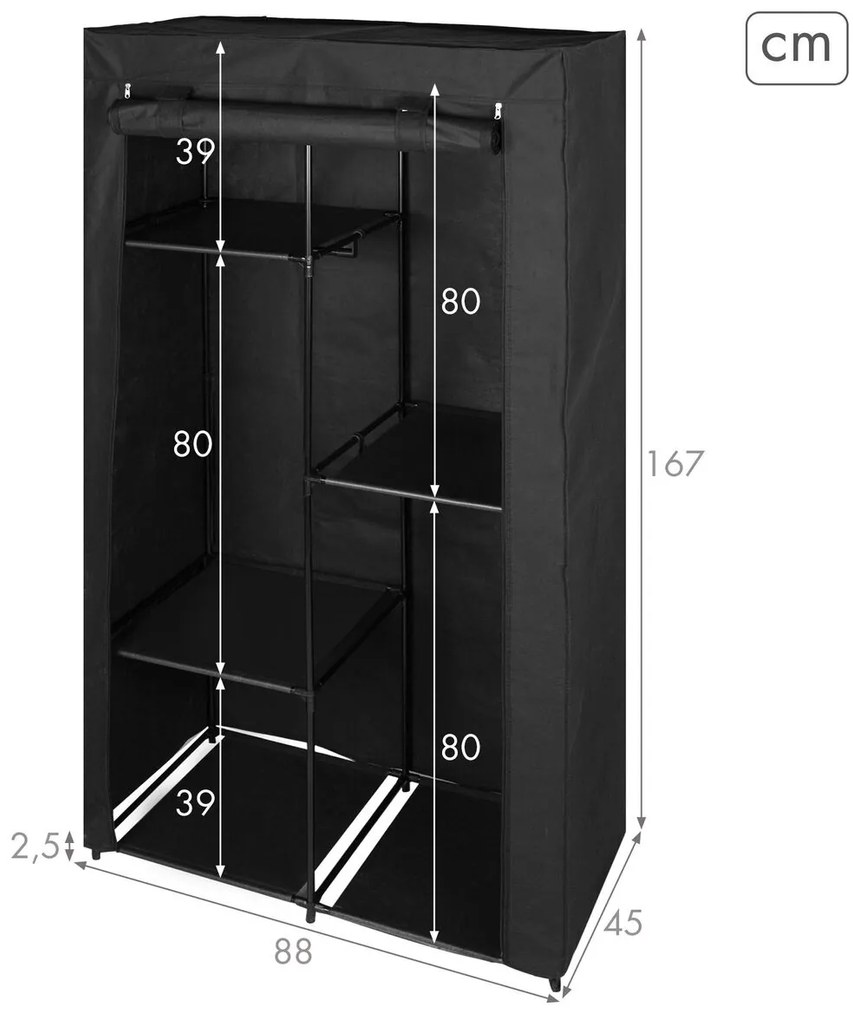 Ντουλάπα για τα ρπύχα Max Home Μαύρο 88 X 167 X 45 CM x2