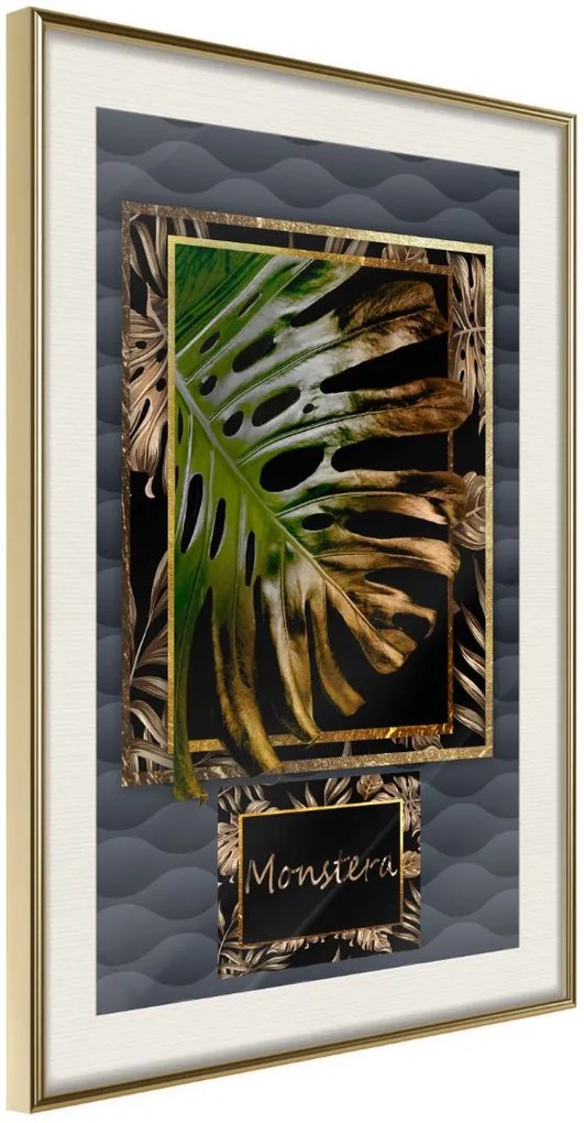 Αφίσα - Monstera in the Frame - 20x30 - Χρυσό - Με πασπαρτού