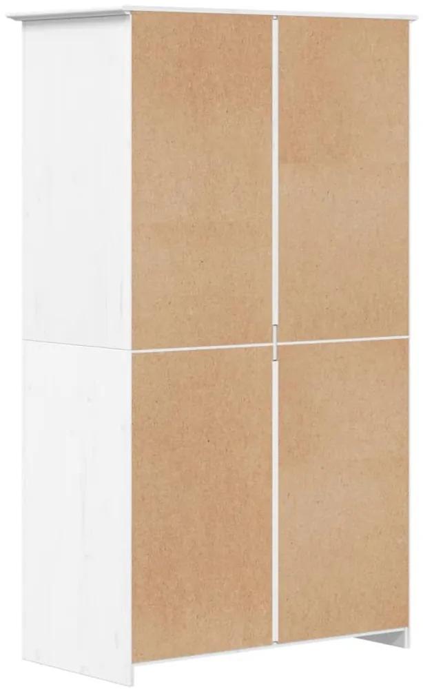 Ντουλάπα BODO Λευκή 101 x 52 x 176,5 εκ. από Μασίφ Ξύλο Πεύκου - Λευκό