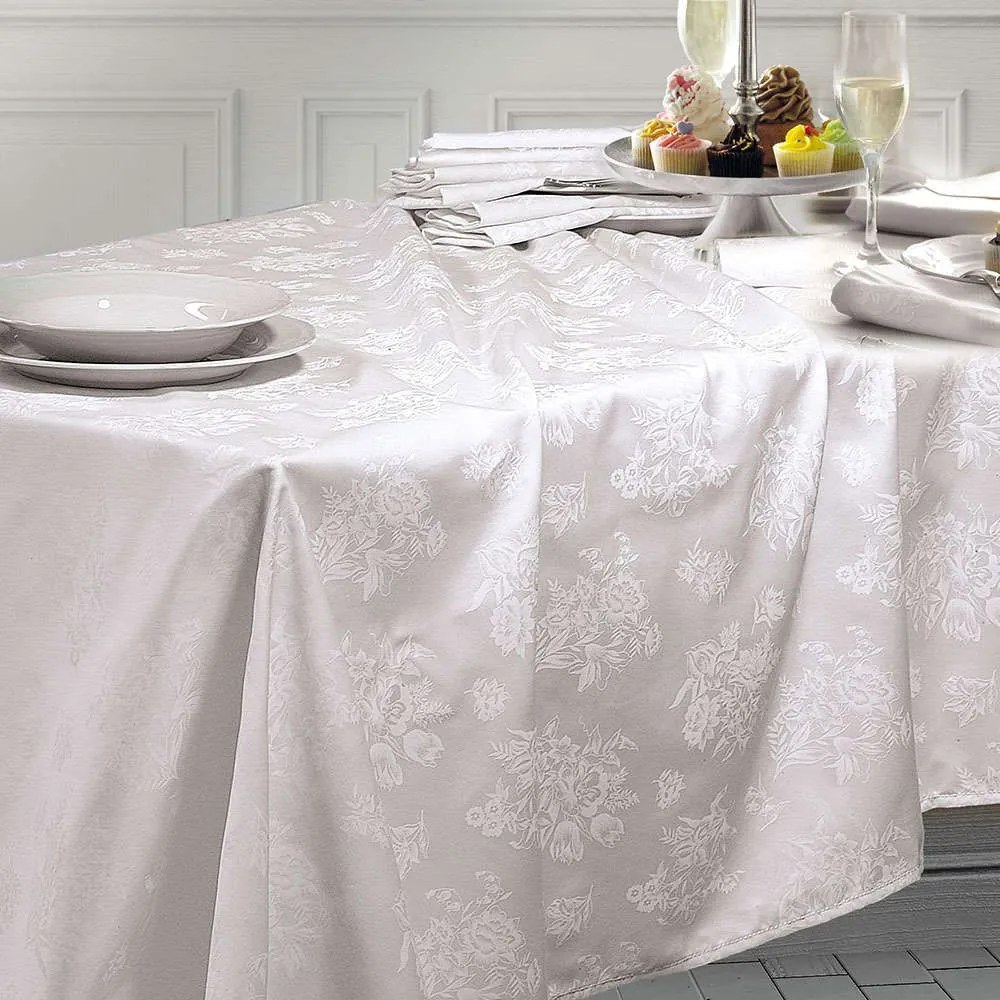 Καρέ Σατέν Ζακάρ Jasmine White Ρυθμός 140 X140 Satin