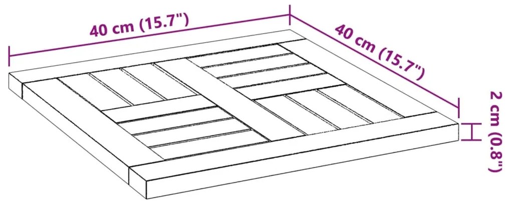Επιφάνεια Τραπεζιού Τετράγωνη 40x40x2 εκ. Μασίφ Ξύλο Ακακίας - Καφέ