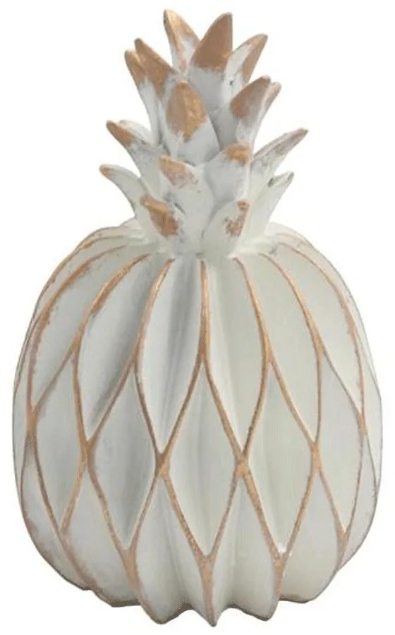 Διακοσμητικό Επιτραπέζιο Pineapple 374-124-081 14x14x21cm White-Gold Polyresin